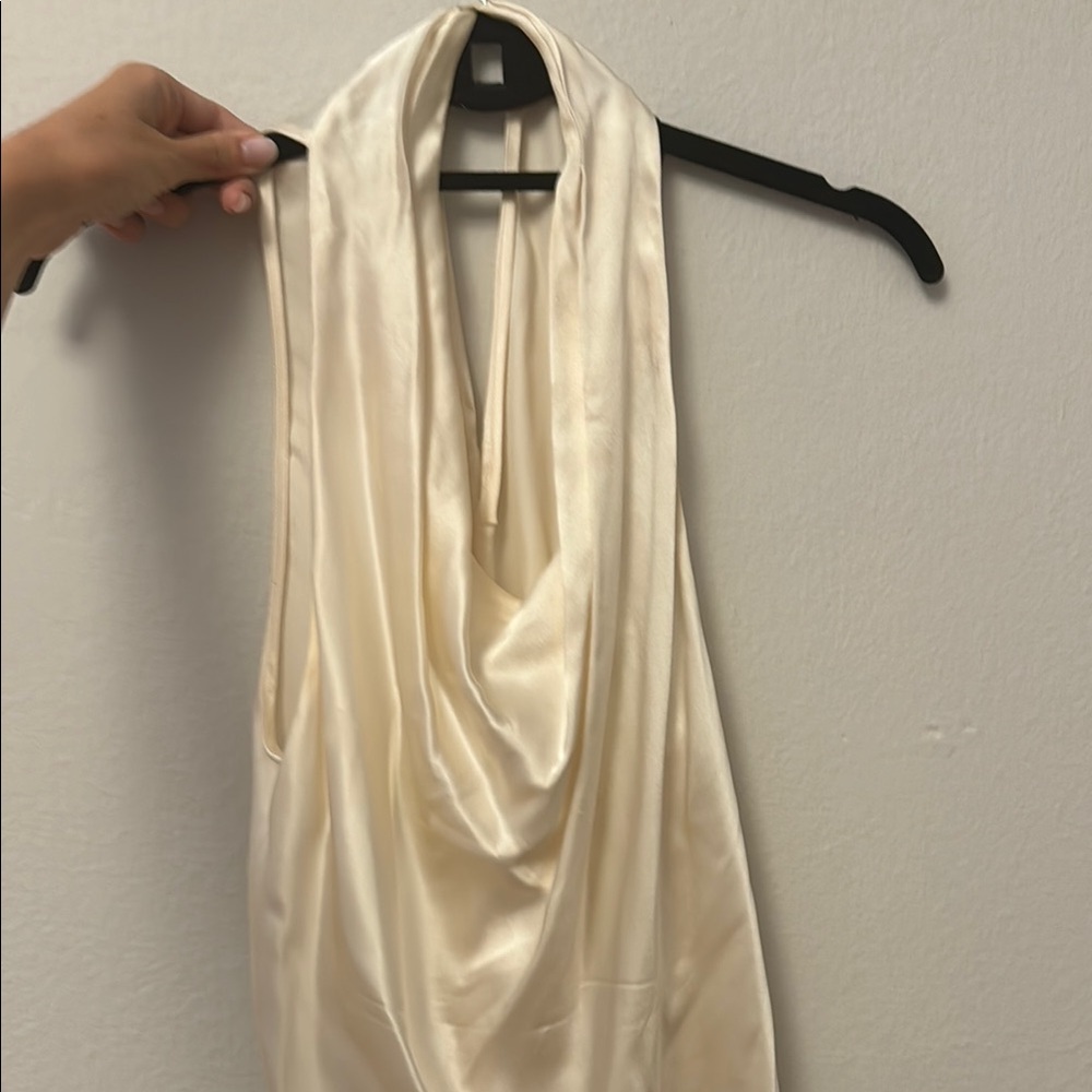 Vince Elegant Cream Satin Halter Top